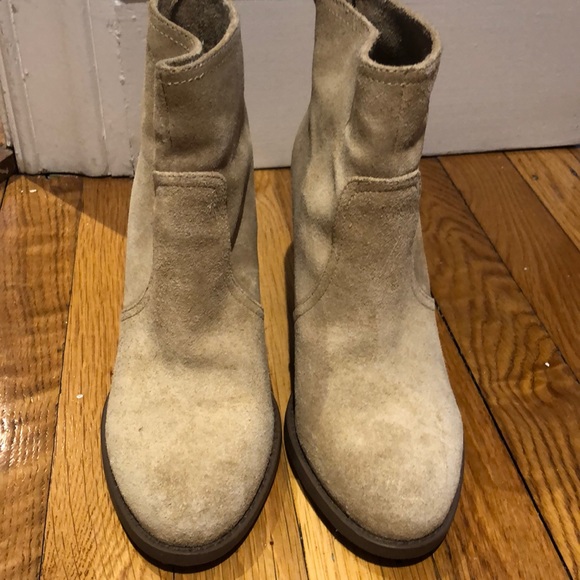 C Wonder Tan Suede Bootie Heels - Picture 4 of 4